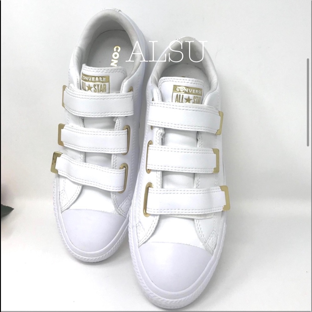 Converse Ctas 3V OX Leather White Gold W AUTHENTIC - Picture 3 of 6